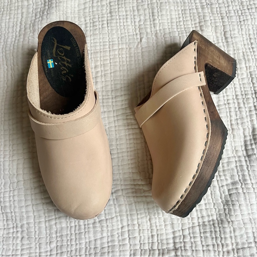 Soft Nude Leather Clog Mules by Lotta from Stockholm